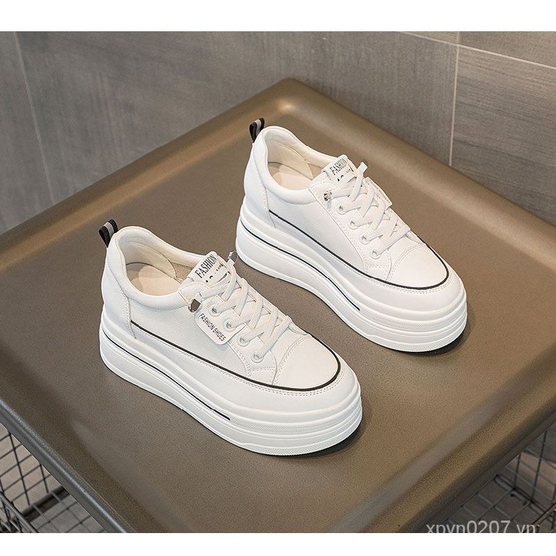 Giày Thể Thao Tăng Chiều Cao 8cm Màu Trắng Phong Cách Mới 2023