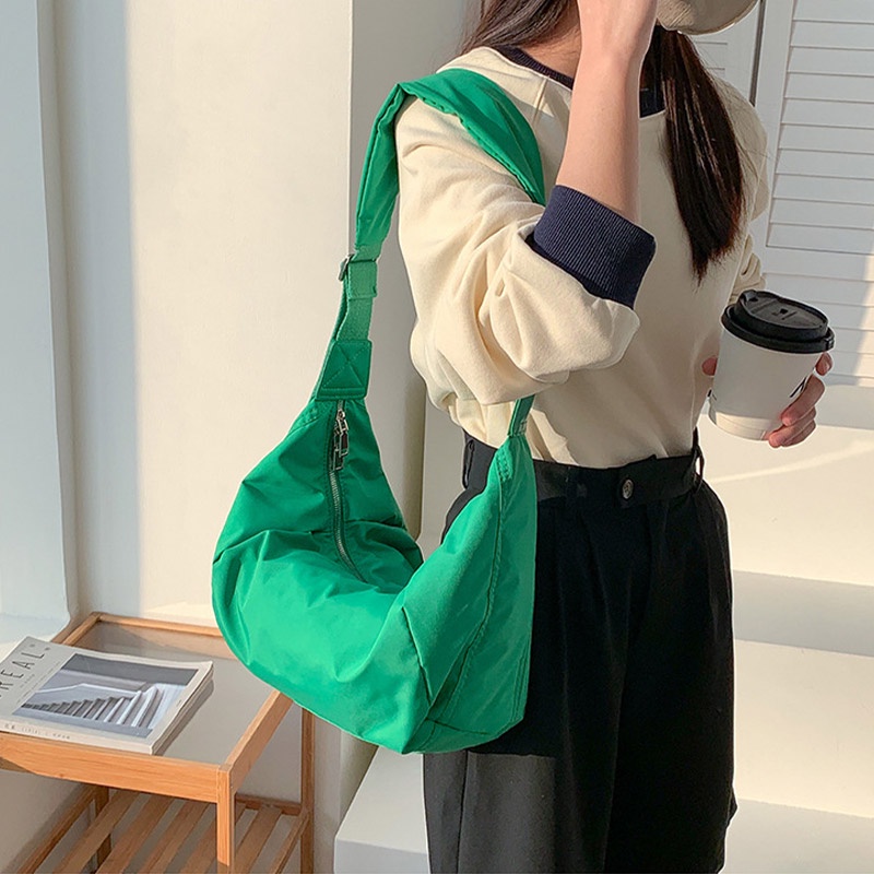 Túi Đeo Chéo Màu Trơn Sức Chứa Lớn Cao Cấp Thời Trang Theo Phong Cách Hàn Quốc Dành Cho Nữ