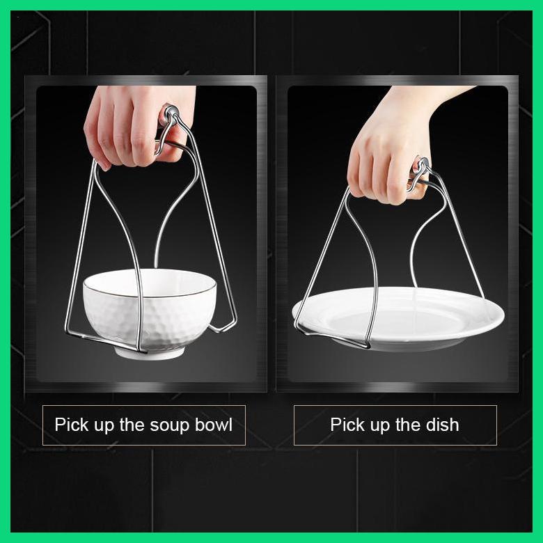 Kẹp Nhấc Chén Dĩa Nóng Bằng Thép Không Gỉ Chống Bỏng Cho Nhà Bếp Jwvn
