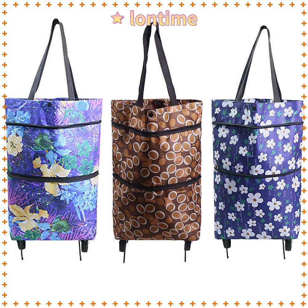 Túi Mua Sắm Có Bánh Xe Kéo Chống Thấm Nước Kích Thước Lớn Có Dây Đeo Tay