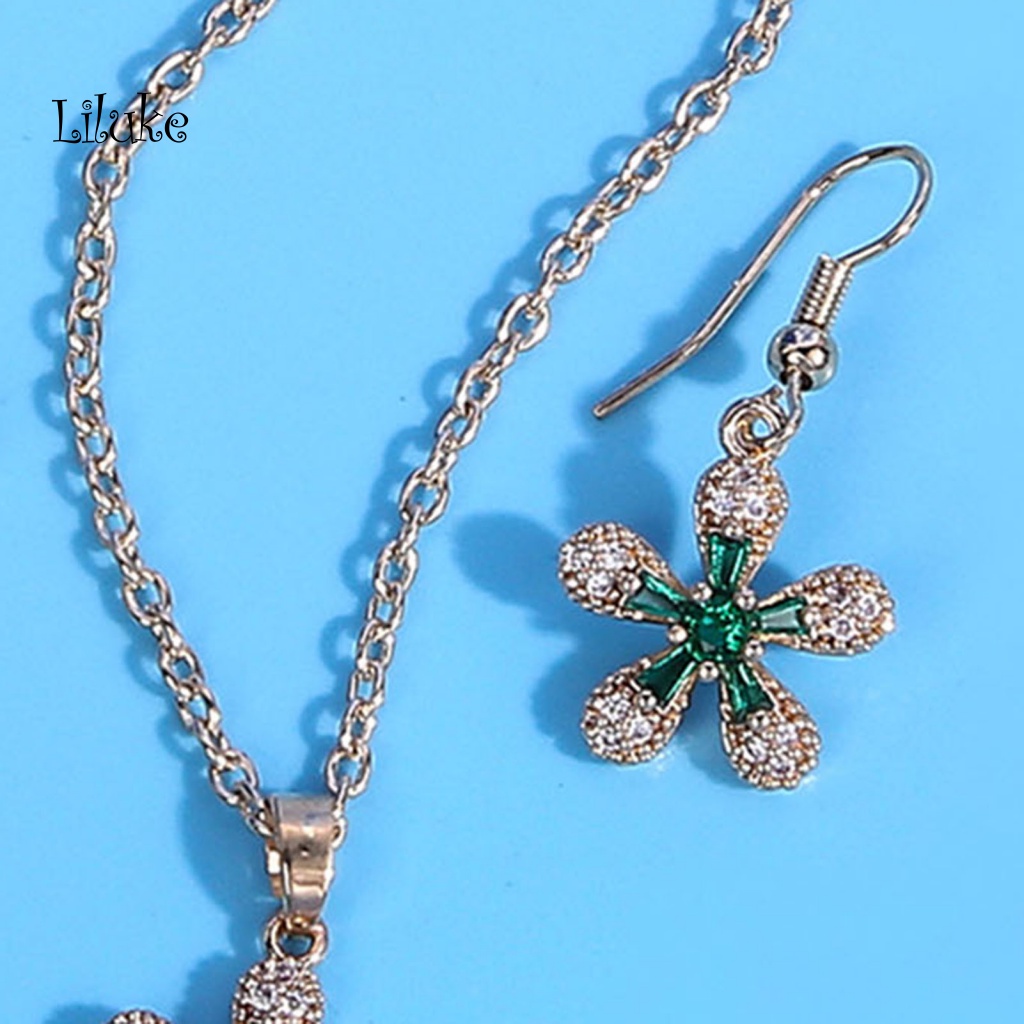 1 Bộ Vòng cổ Và Đôi Khuyên Tai Đính Đá Thời Trang Cho Nữ