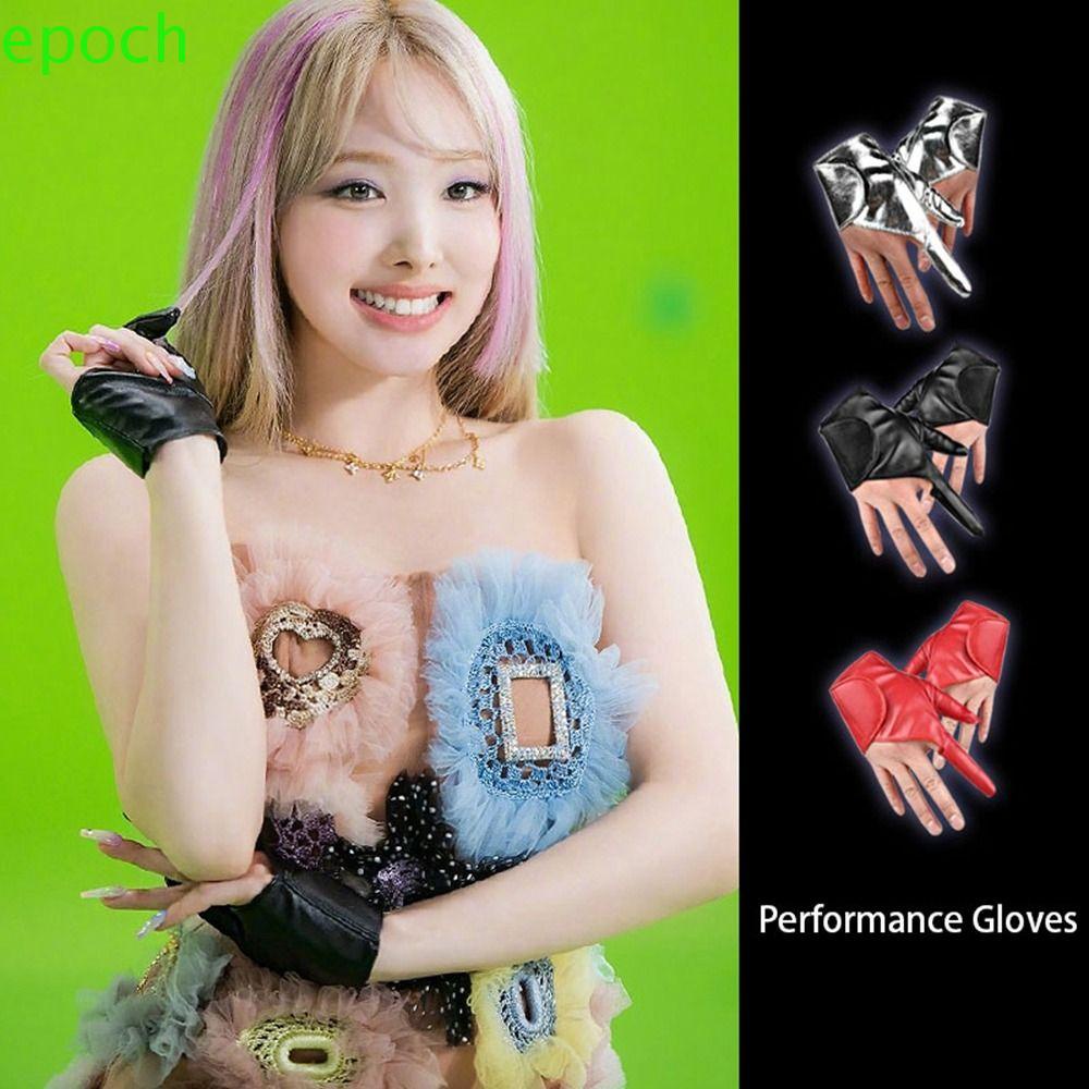 Epoch Găng Tay Da PU Hai Ngón Phong Cách Harajuku Hip Hop Cá Tính Dành Cho Nữ
