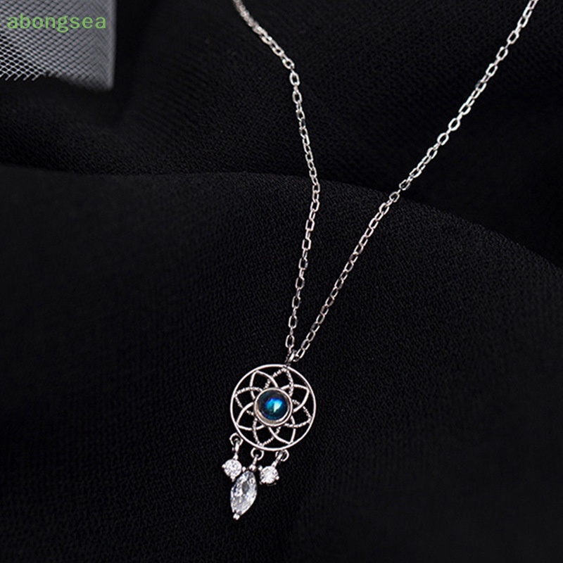 Abongsea Vòng cổ Mặt Dreamcatcher Đính Đá Mặt Trăng Tua Rua Thanh Lịch Sáng Tạo Cho Nữ