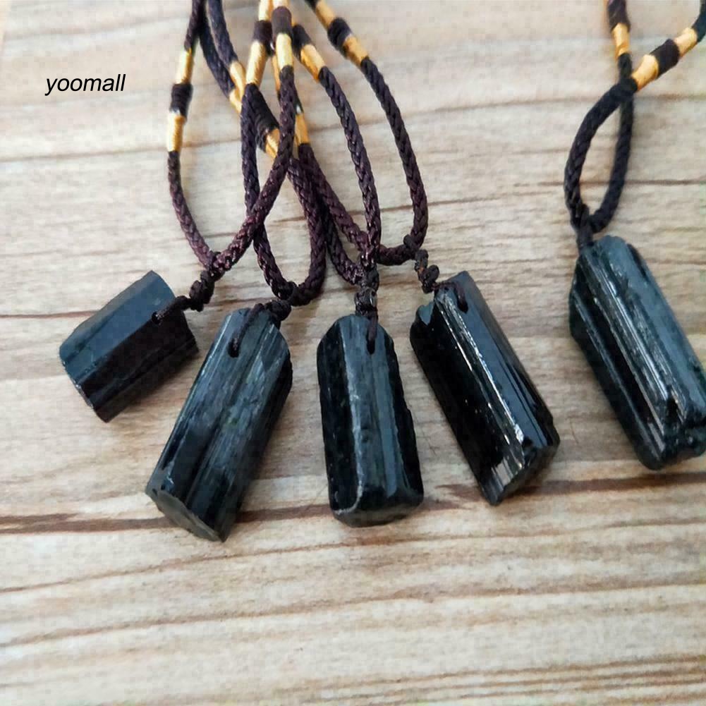 Vòng cổ Mặt Đá Tourmaline Nhân Tạo Màu Đen Thời Trang