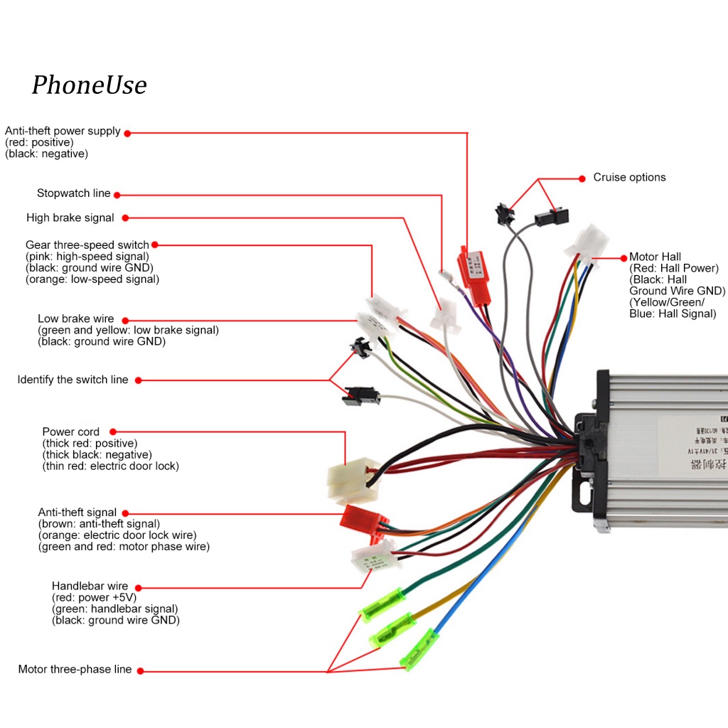 Pu Bộ Điều Khiển Tốc Độ Động Cơ Không Chổi Than 350W 36V48V Cho Xe Đạp Điện