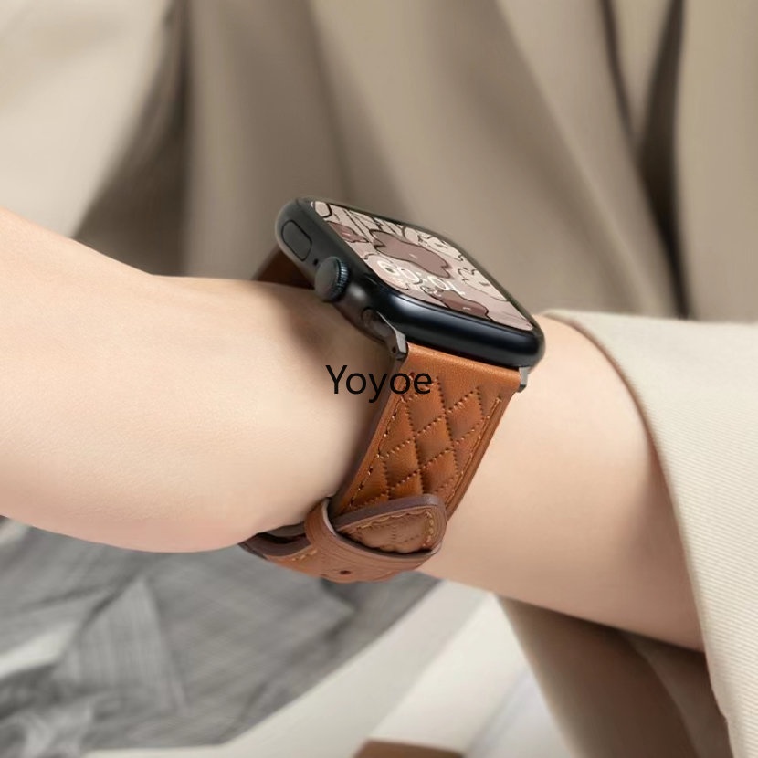 Dây Đeo Bằng Da Có Khóa Kim Loại Cho Đồng Hồ Apple 44mm 45mm 49mm 40mm 41mm 42mm 38mm 45 44 mm iWatch Series 3 4 5 6 Se 7 8