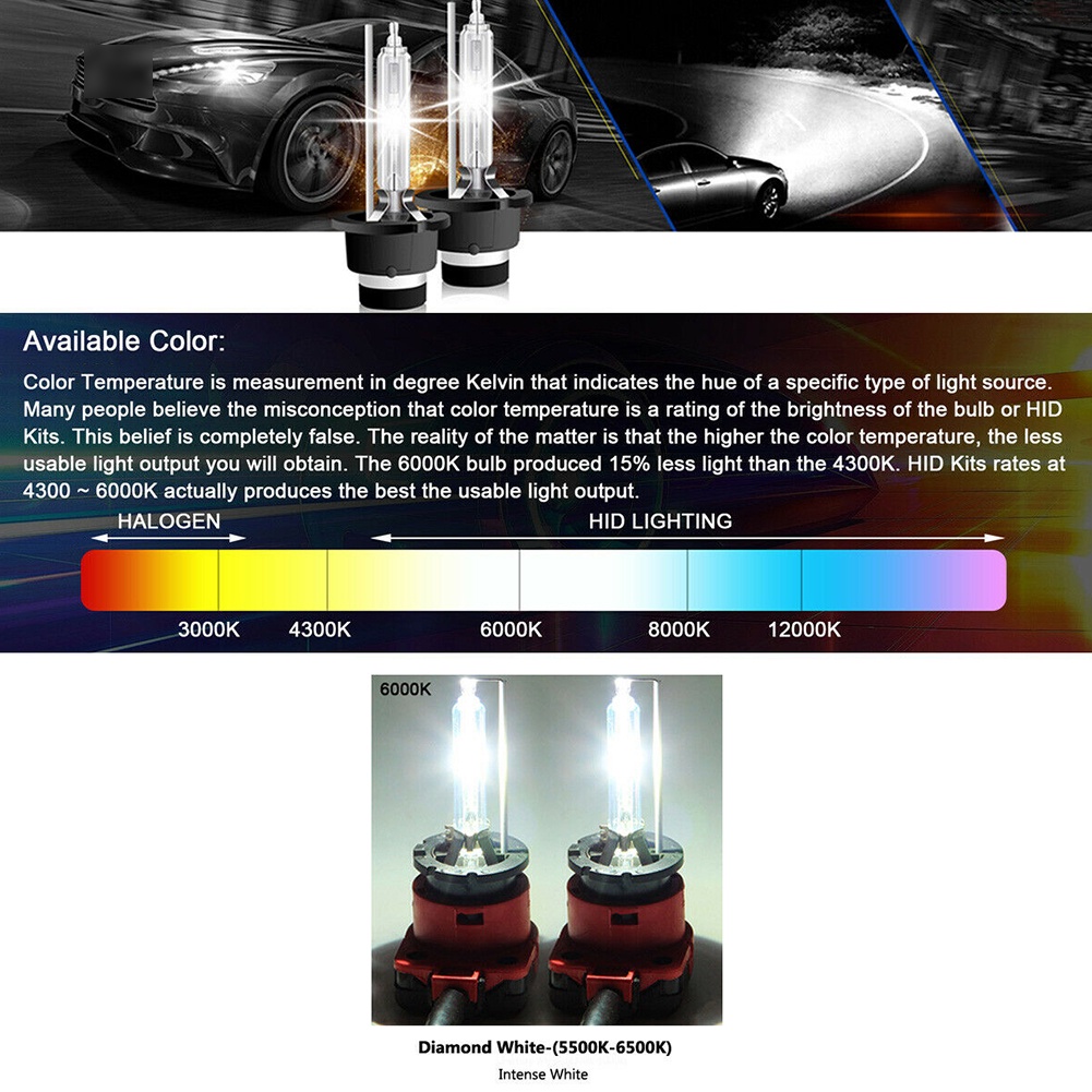 Set 2 Bóng Đèn Pha Thay Thế Cho Xe Hơi 35w 6000K