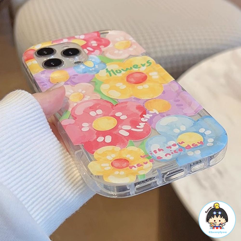 Ốp Điện Thoại TPU Mềm Dày Chống Sốc Họa Tiết Hoa Graffiti Cho IPhone 11 12 13 14 Pro Max