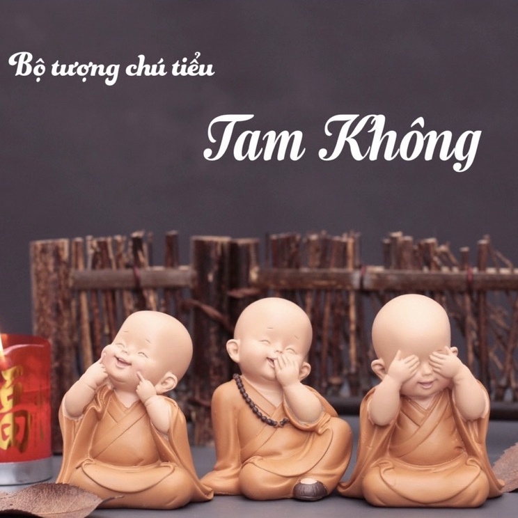 Mô Hình Tiểu Cảnh "Bộ 12 Tượng Chú Tiểu Mini" Trang Trí Sen Đá, Sân Vườn/ Chậu Cây, DYI, Terrarium