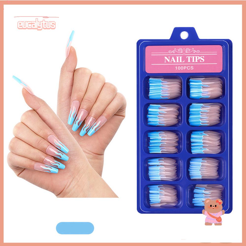 EUTUS Bộ 100 Móng Tay Giả Màu Sắc Nhã Nhặn Có Thể Tháo Rời
