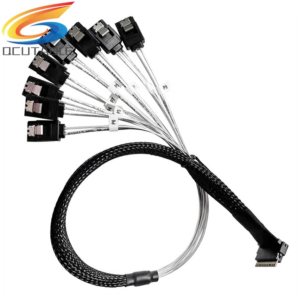 Cáp ChuyểN ĐổI MỏNg SAS4.0 SFF-8654 8i Sang SATA 8 CổNg 12Gbps 50cm