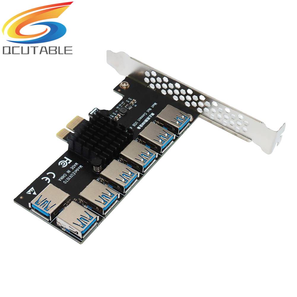 Bảng Mạch Mở Rộng EUX1070 PCI-E 1x 1 Sang 7 Cho BTC Mining PCI Giao Diện Usb 3.0
