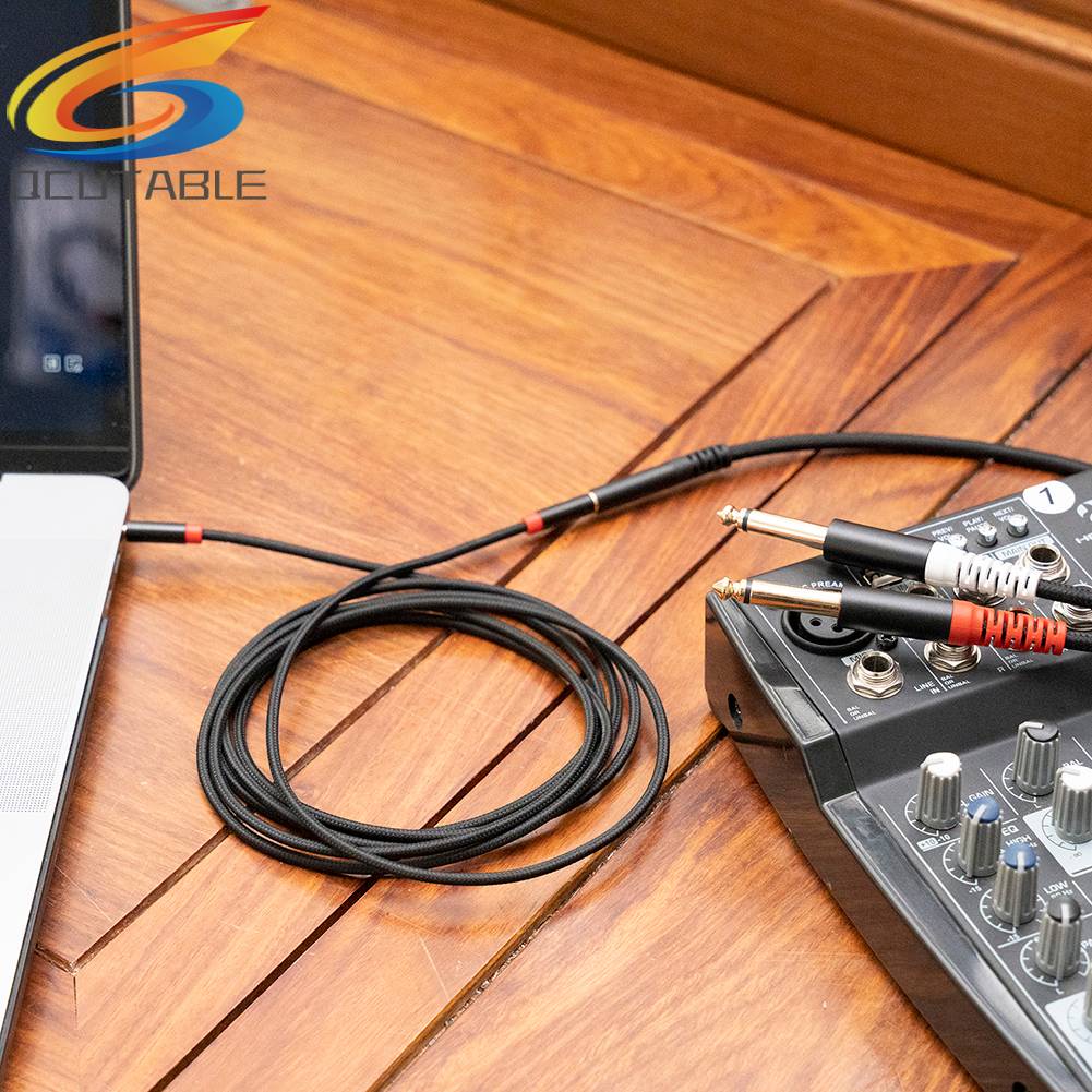 Dây Cáp Âm Thanh 3.5mm Đầu Cái Sang Đầu Đực 6.35mm Dài 0.3m Cho Loa Trộn