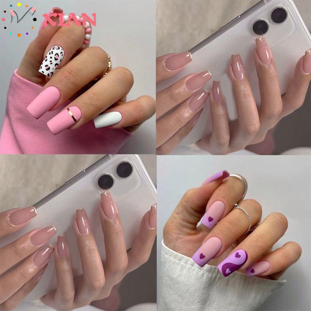 XIANTIN Set 24 Móng Tay Giả Có Thể Tháo Rời DIY