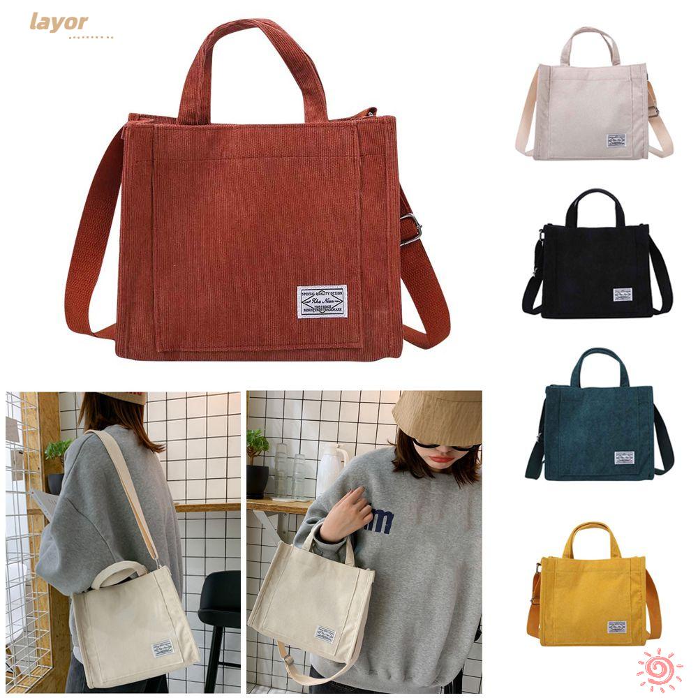 LAY Túi Đeo Chéo Vải Nhung Kẻ Phối Khóa Kéo Thân Thiện Với Môi Trường Cho Nữ
