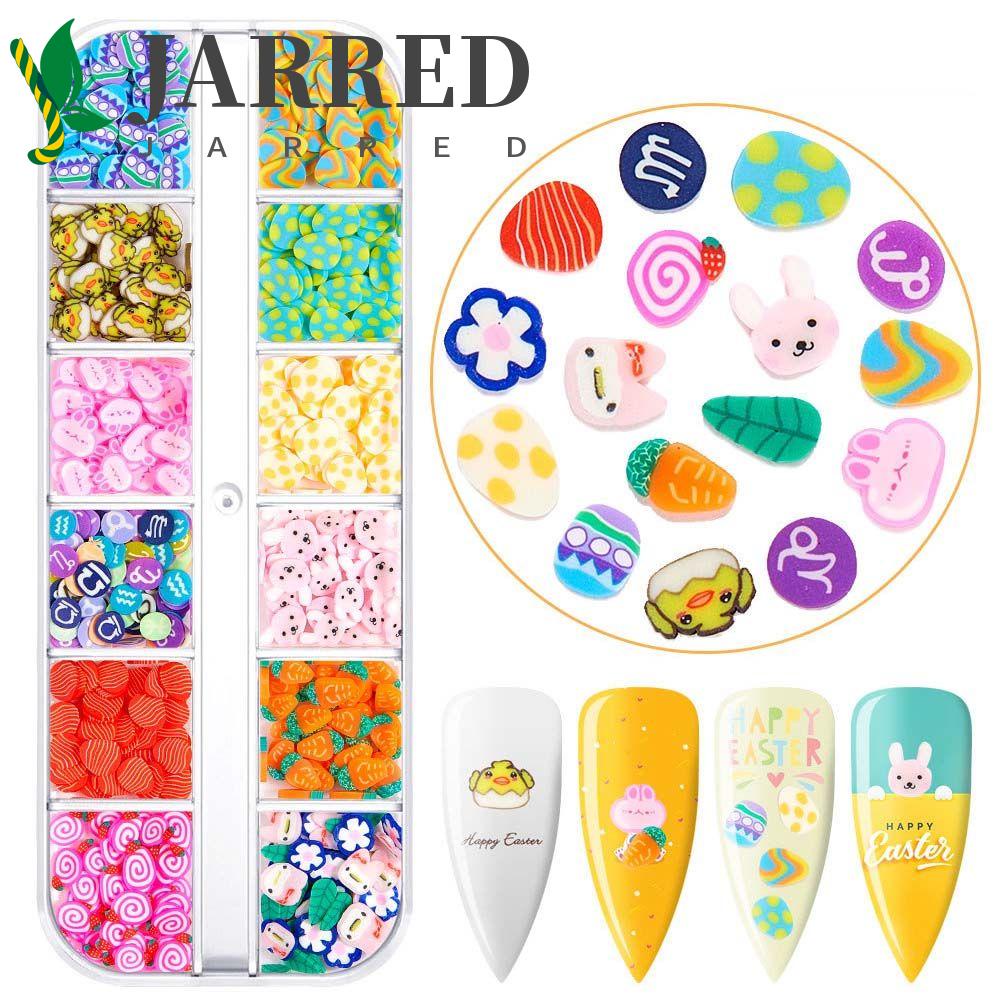 JARRED Phụ Kiện Trang Trí Móng Nghệ Thuật Hình Quả Trứng Thỏ Hoạt Hình Mềm Mại Thời Trang