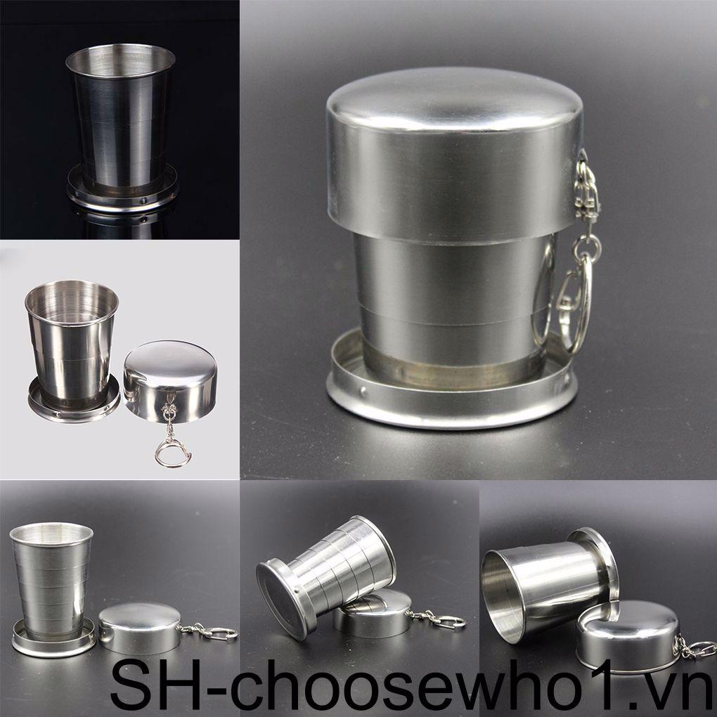 Cốc Uống Nước Bằng Thép Không Gỉ Có Thể Gấp Gọn Tiện Dụng Mang Theo Du Lịch