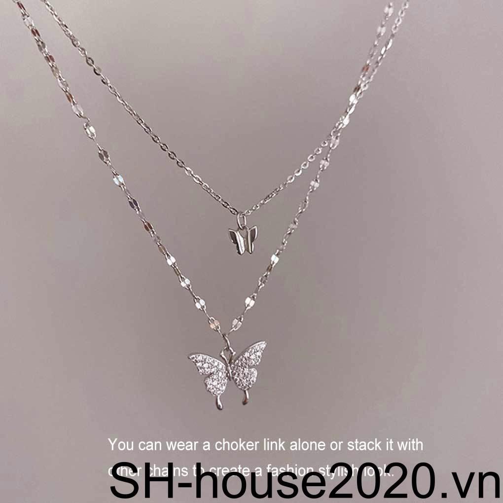 Vòng cổ Choker Hai Lớp Đính Đá Lấp Lánh Thời Trang Cho Nữ