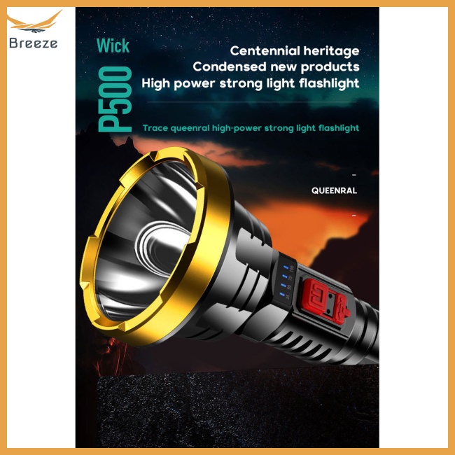 Đèn Pin Led Sử Dụng Ngoài Trời Tiện Lợi 100000Đèn Pin Cắm Trại Chống Thấm Nước Công Suất Cao 1000m