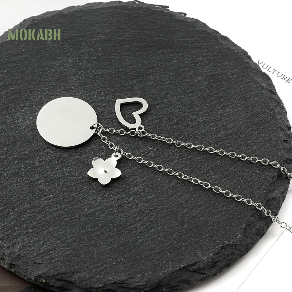 Vòng Cổ Bằng Thép Titan Mặt Hình Trái Tim Và Hoa Cá Tính