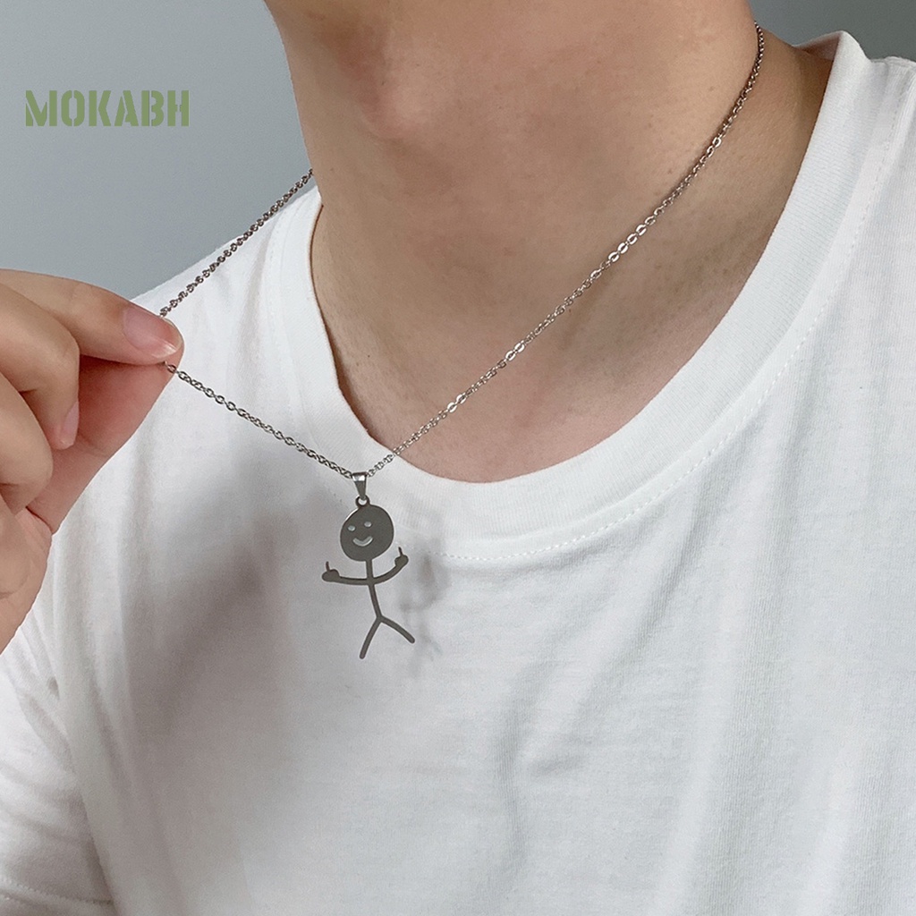 Vòng cổ Bằng Thép Không Gỉ Mạ Điện Họa Tiết Hình Học Vui Nhộn Thời Trang Cho Nam Và Nữ