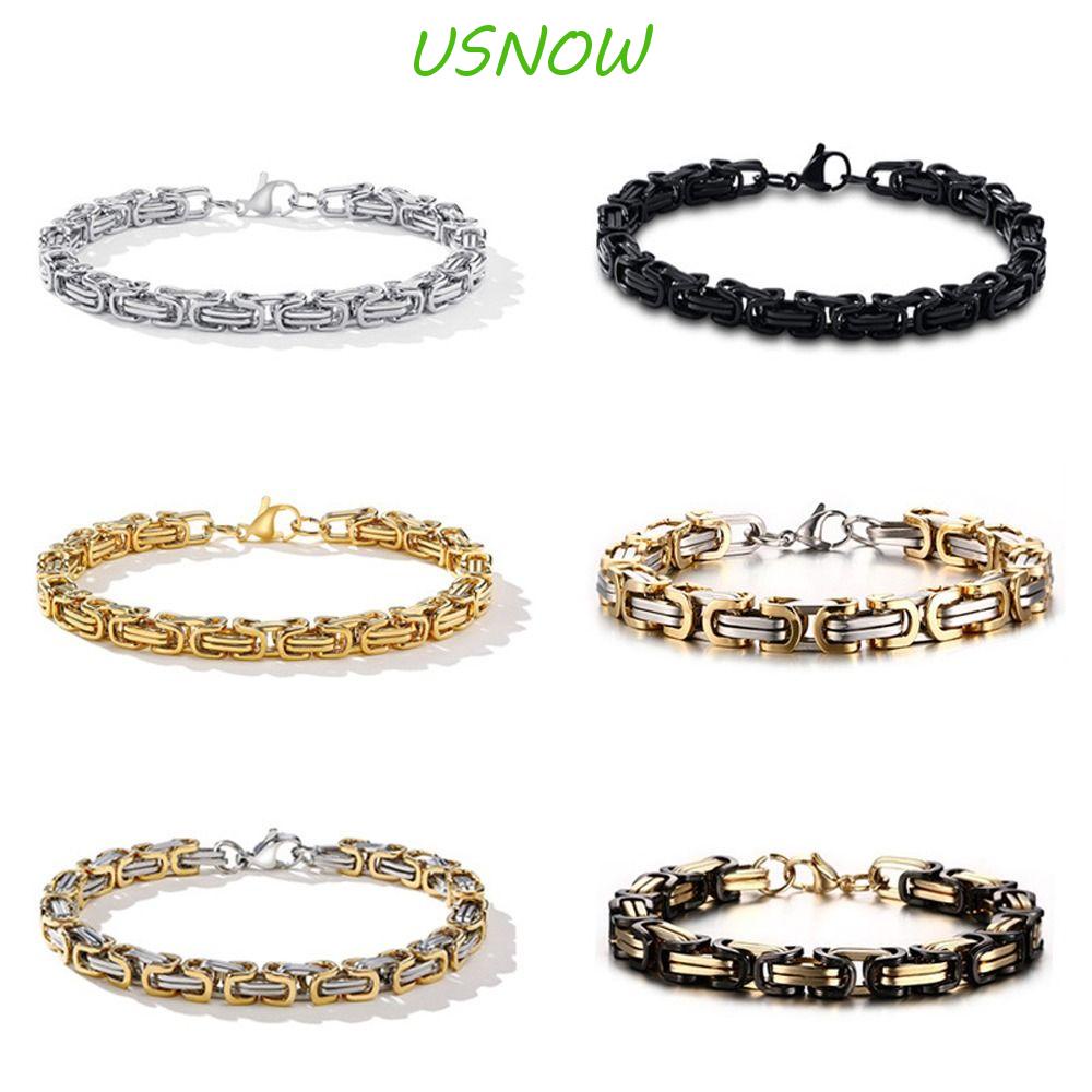 USNOW Vòng Tay Thép Titan Thiết Kế Dạng Xích Cổ Điển Vui Nhộn Cho Nam