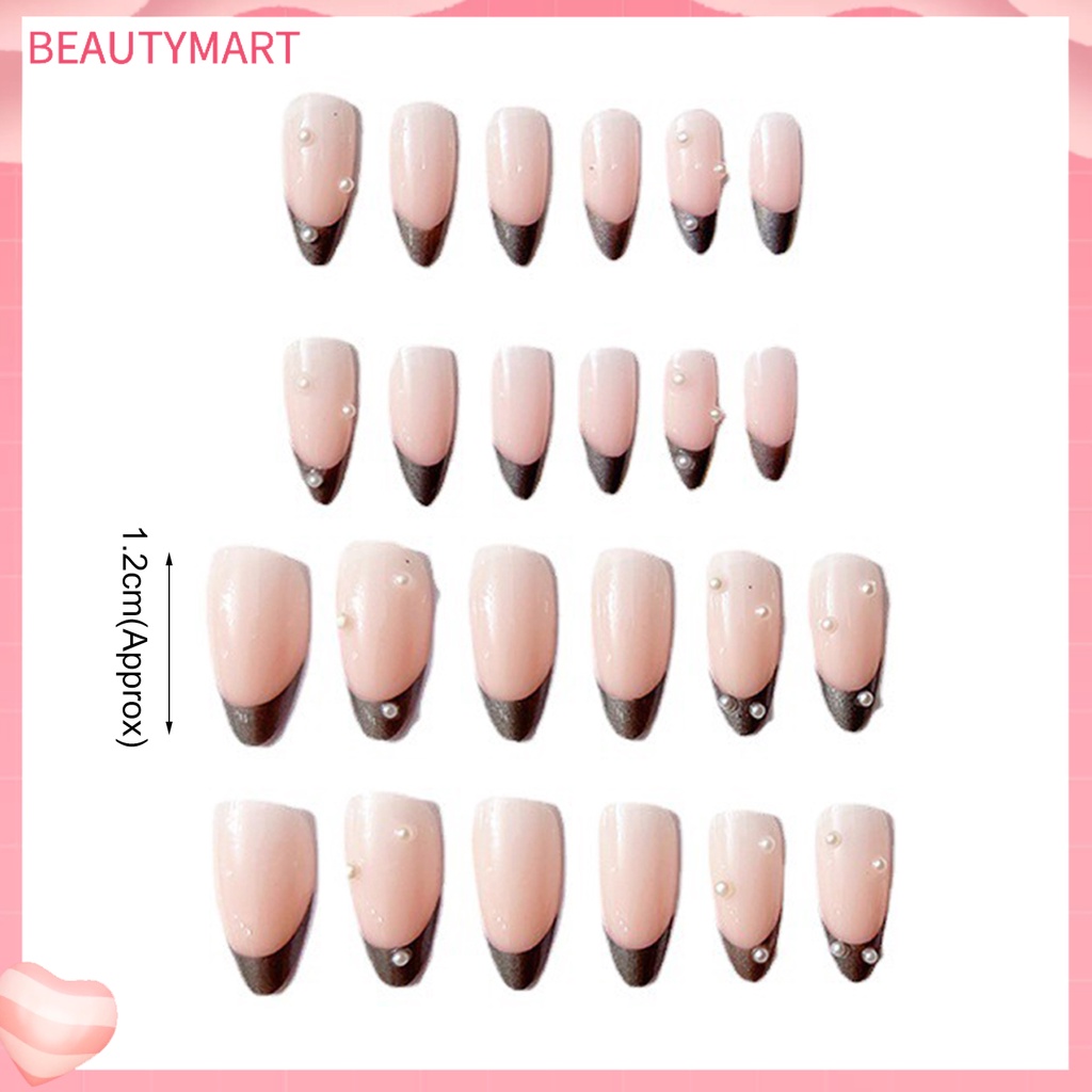 1 Bộ Móng Tay Giả Siêu Mỏng Đính Ngọc Trai Bằng Nhựa Che Phủ Toàn Diện Tháo Rời Được