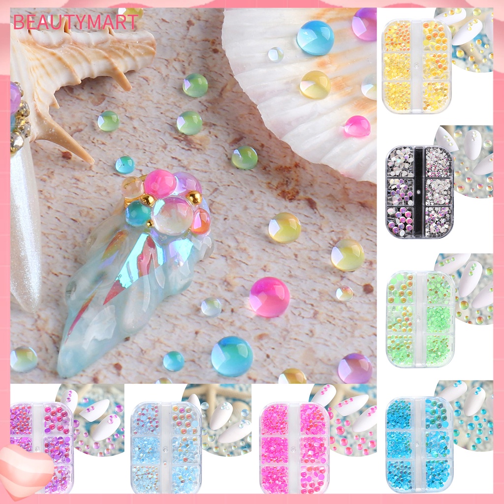 Hộp 6 Ngăn Đựng Hạt Tròn Dẹt Nhiều Màu Sắc Trang Trí Móng Tay Nghệ Thuật Cho Nữ