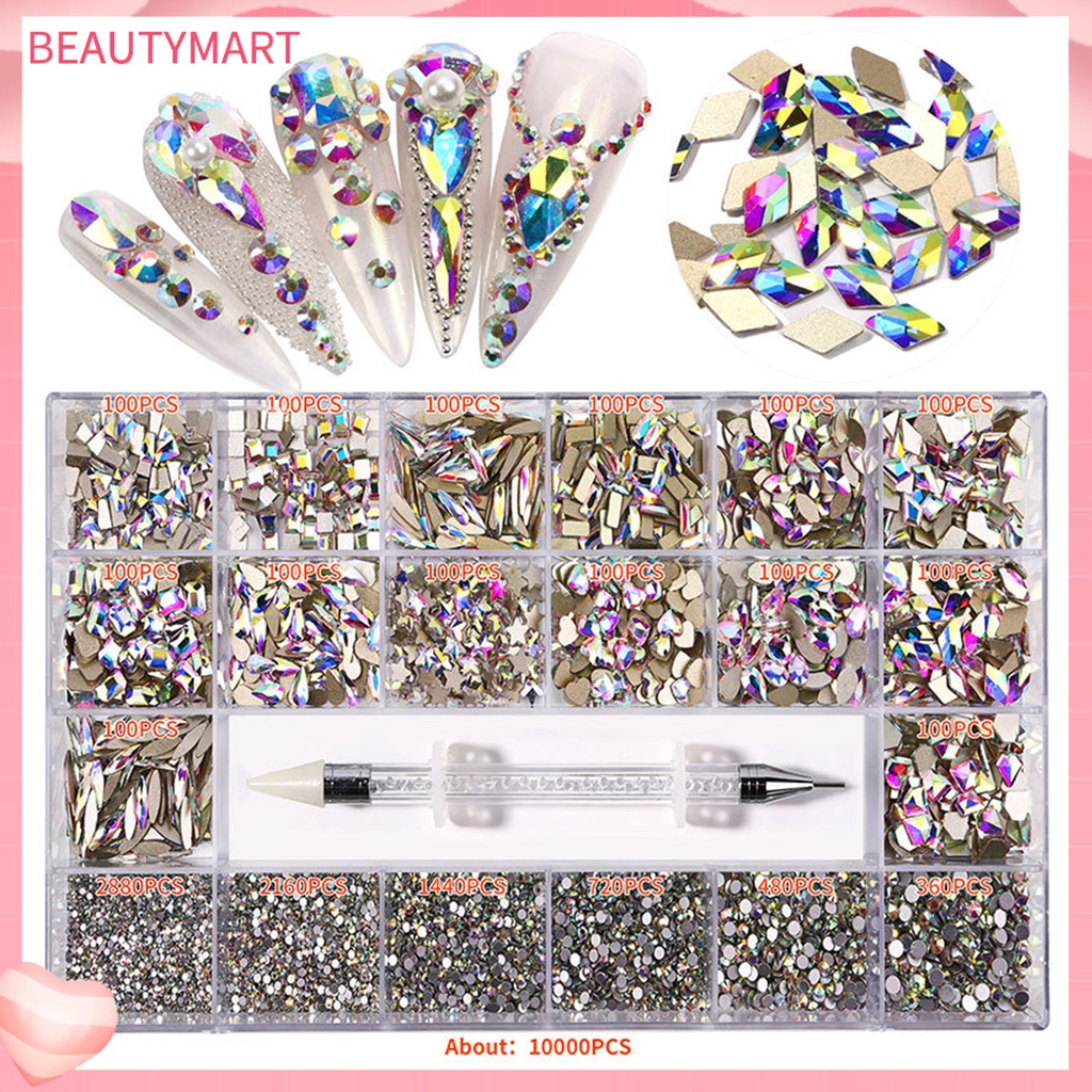 1 Hộp Phụ Kiện Đá Trang Trí Móng Tay Acrylic Nhiều Hình Dạng Thời Trang DIY