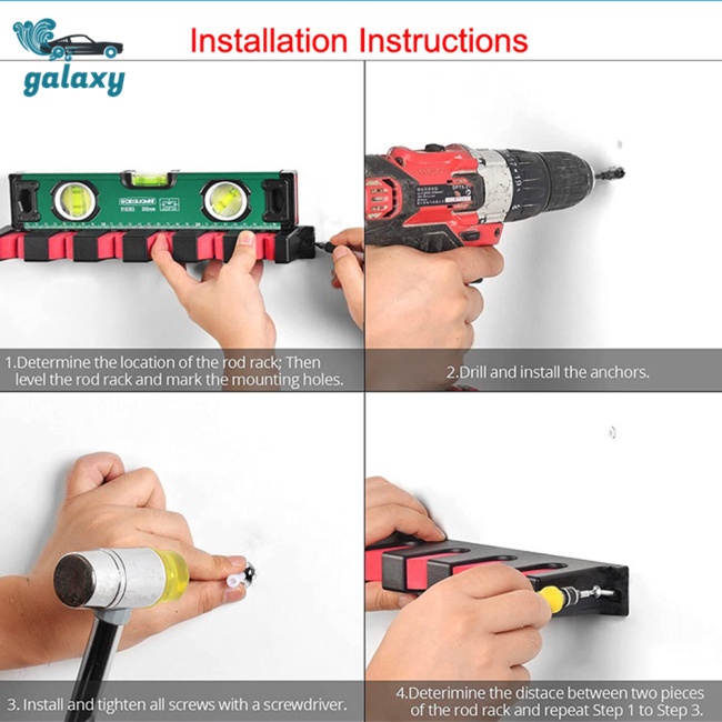 Galaxy Giá Đỡ Cần Câu Cá Gắn Tường / Trong Nhà / Ngoài Trời Tiện Lợi