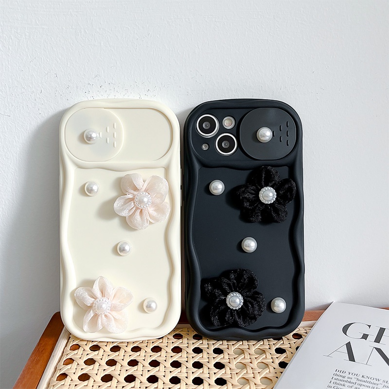 Ốp Điện Thoại TPU Mềm Chống Sốc Đính Hạt Ngọc Trai Và Hoa 3D Dành Cho Apple IPhone 14 13 12 11 Pro Max