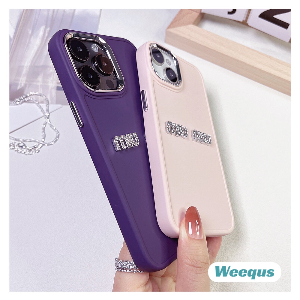 MIU MIU Ôp Điện Thoại Họa Tiết Kim Cương miu Cho iphone 15 14 pro max 14 plus 13 pro 12 pro max 11 pro max xs max xr x Ốp