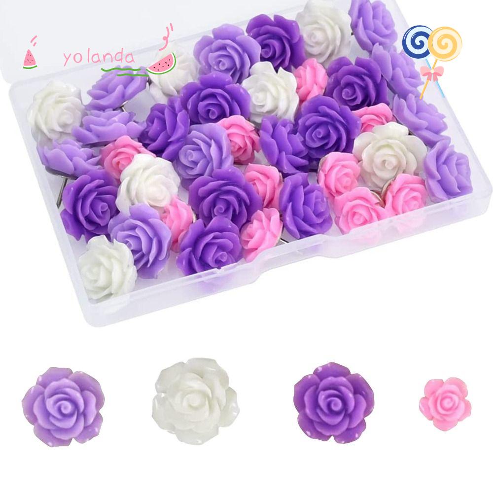 Set 40 Ghim Cố Định Hoa Hồng Bằng Nhựa Resin Nhiều Màu Sắc Cho Văn Phòng