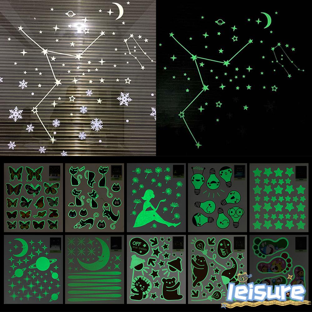 LEISURE Sticker Dán Tường Phát Quang Hình Mặt Trăng Dùng Trang Trí Phòng Ngủ Cho Trẻ