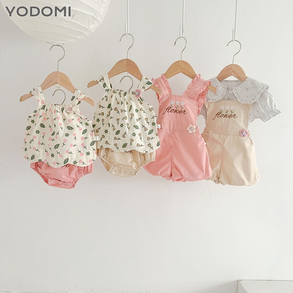 Bộ Áo Hoa + Quần Yếm Dễ Thương Cho Bé Gái 2882