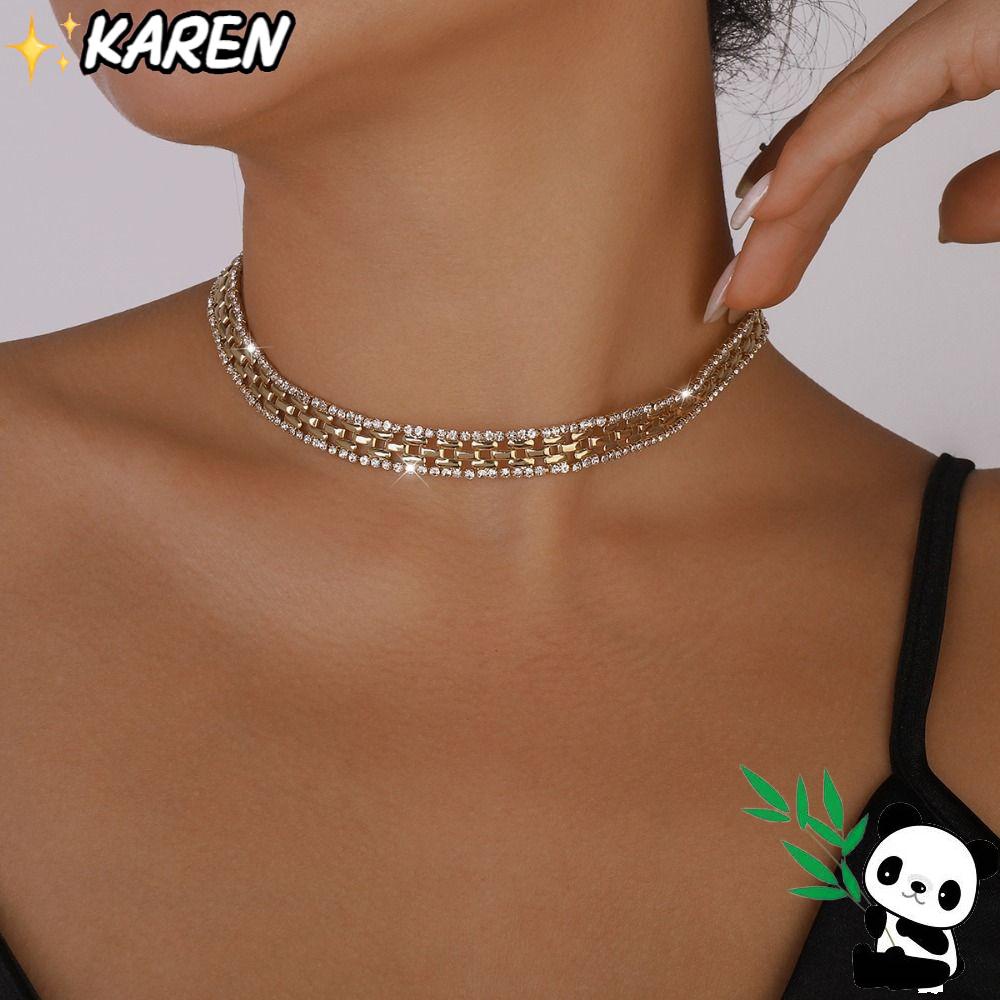 KAREN Choker Đính Đá Phong Cách Vintage