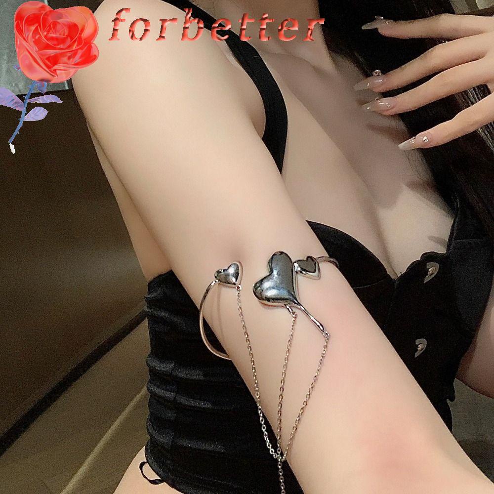 FORBETTER Vòng Đeo Cánh Tay Bằng Đồng Trái Tim Phối Tua Rua Thời Trang Cho Nữ