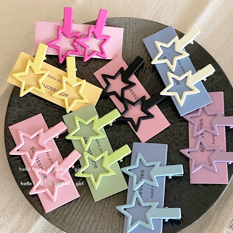 Kẹp Tóc Ngôi Sao Bằng Kim Loại Màu Kẹo Ngọt Dành Cho Nữ