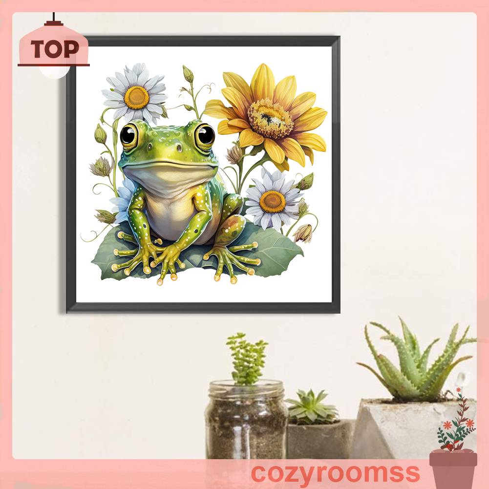 Tranh Đính Đá Kim Cương Toàn Bộ 5D DIY Hình Vẽ Hoa Hướng Dương / Ếch