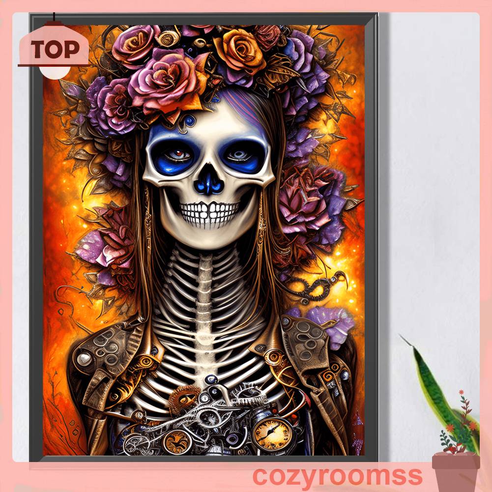 Tranh Đính Đá Kim Cương Toàn Bộ 5D DIY Hình Vẽ Bộ Xương Người Trang Trí Nhà Cửa