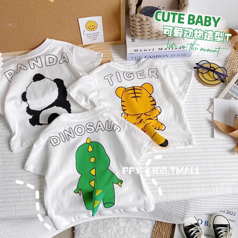 Áo Thun Tay Ngắn Cổ Tròn In Hình Khủng Long Hoạt Hình Dễ Thương Thoải Mái Thời Trang Mùa Hè Cho Nữ
