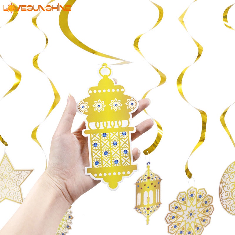 Dây Ruy Băng Xoắn Ốc Hình Mặt Trăng / Hoa Hướng Dương Ramadan Trang Trí Tường Tiệc Tùng