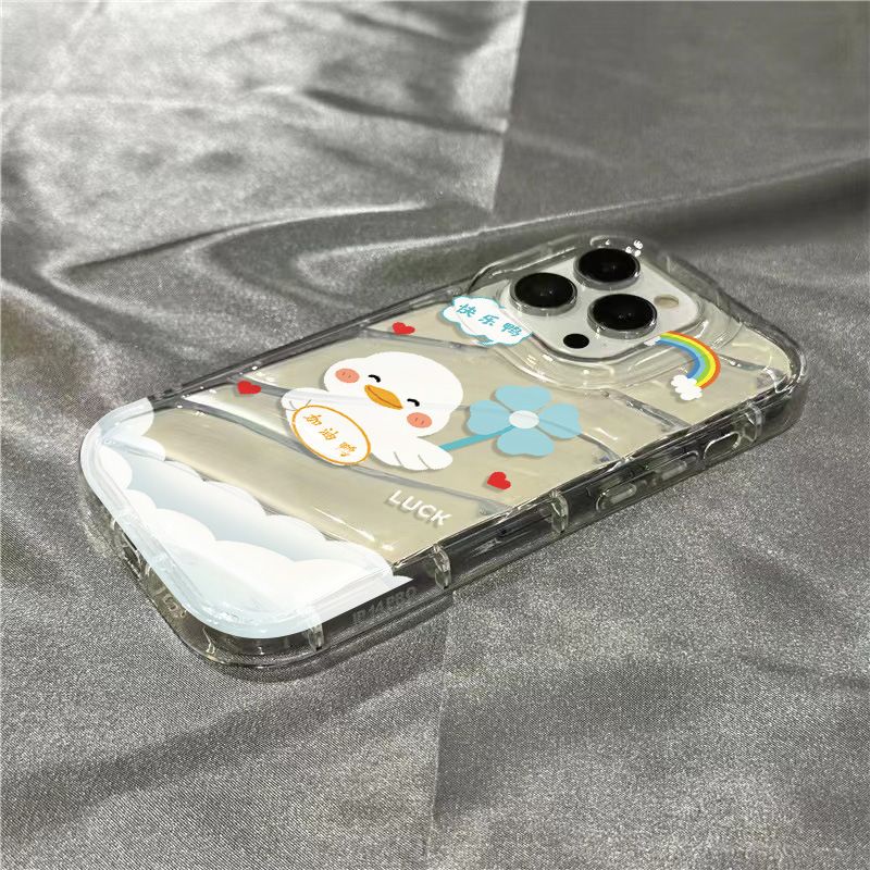 Ốp Điện Thoại Mềm Trong Suốt Họa Tiết Vịt Trắng Dễ Thương Cho Iphone 14Promax 1312 / 11 7 / 8plus xr / sins RSVR