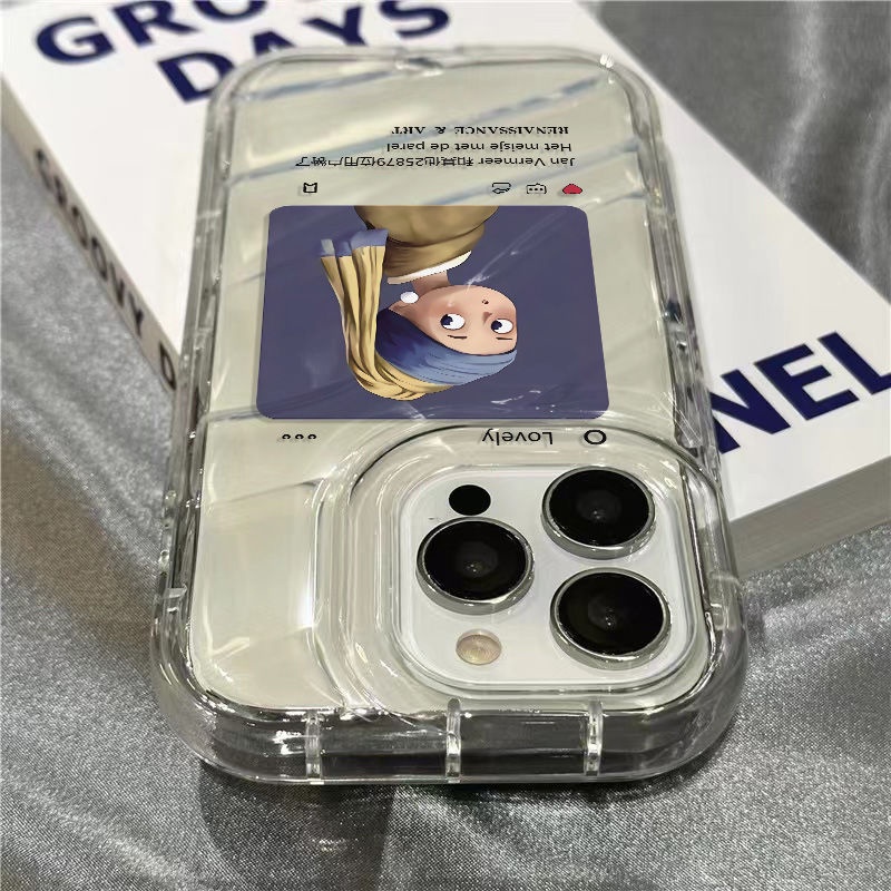 Ốp Điện Thoại Mềm Trong Suốt Hình Cô Gái Ngọc Trai Cho iPhone14promax 1312 / 11 7 / 8plus xr / sins EXI5