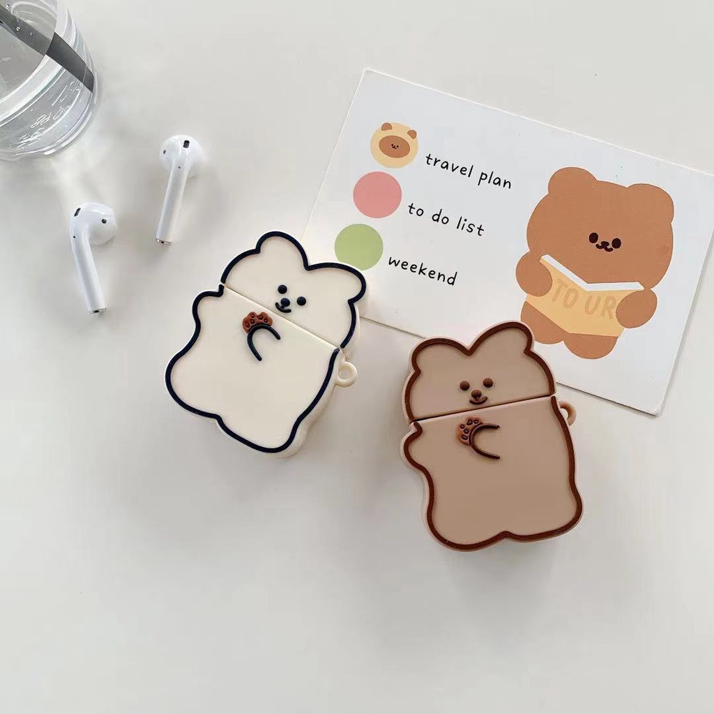 Vỏ Bảo Vệ Hộp Sạc Tai nghe không dây Apple Airpods Pro 3 1 Bằng Silicon Mềm Hình Gấu Bánh Quy