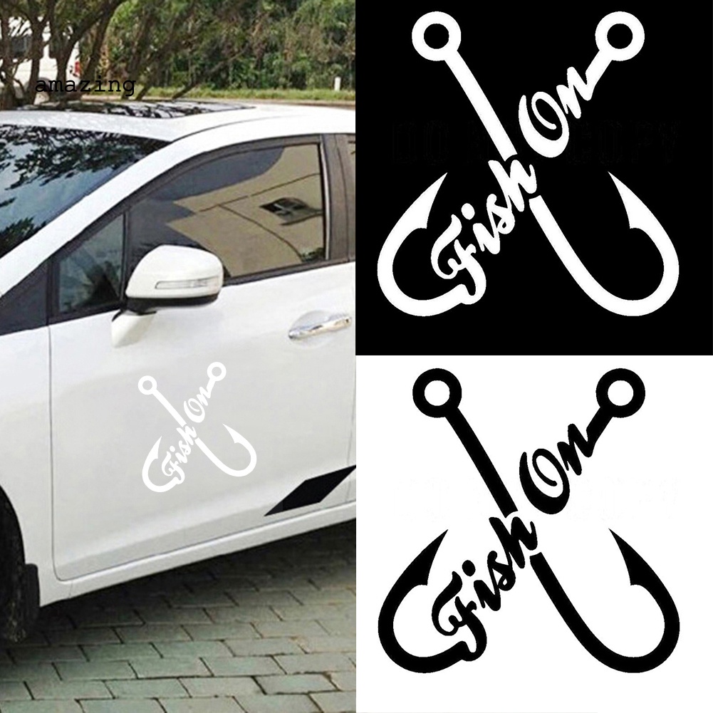 Miếng Dán Phản Quang Hình Móc Câu &amp; Cá Độc Đáo Trang Trí Xe Hơi DIY