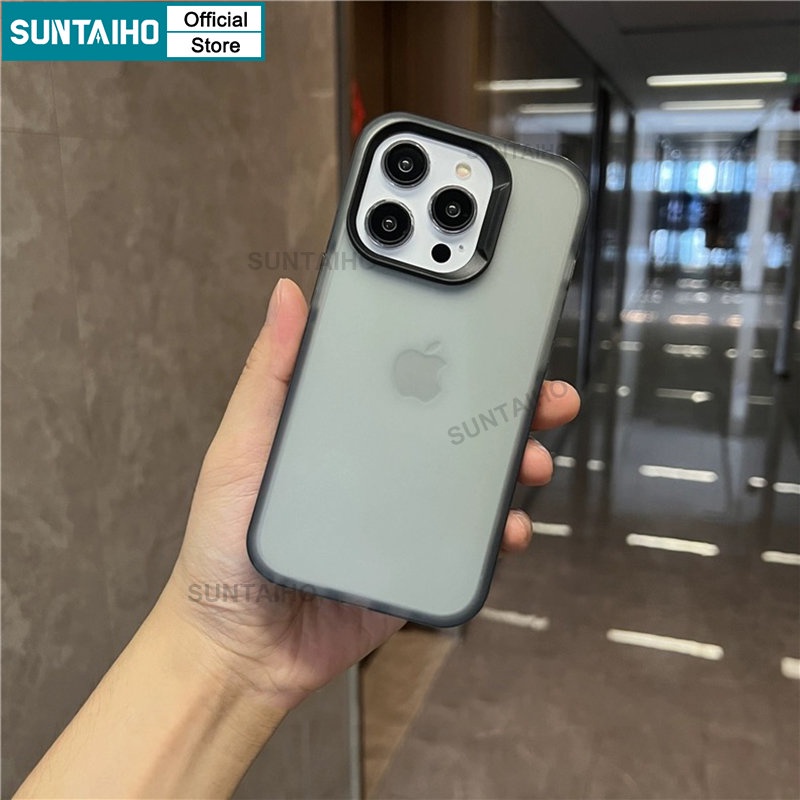 Suntaiho Ốp lưng ốp iphone chống bẩn đen Matte Frosted trong suốt Clear Simple silicon Softcase For iPhone 14 Pro Max 13 12 case iPhone xr 11 Pro Max X XS Max IP 7 8 Plus viền vuông Shockproof Full Cover