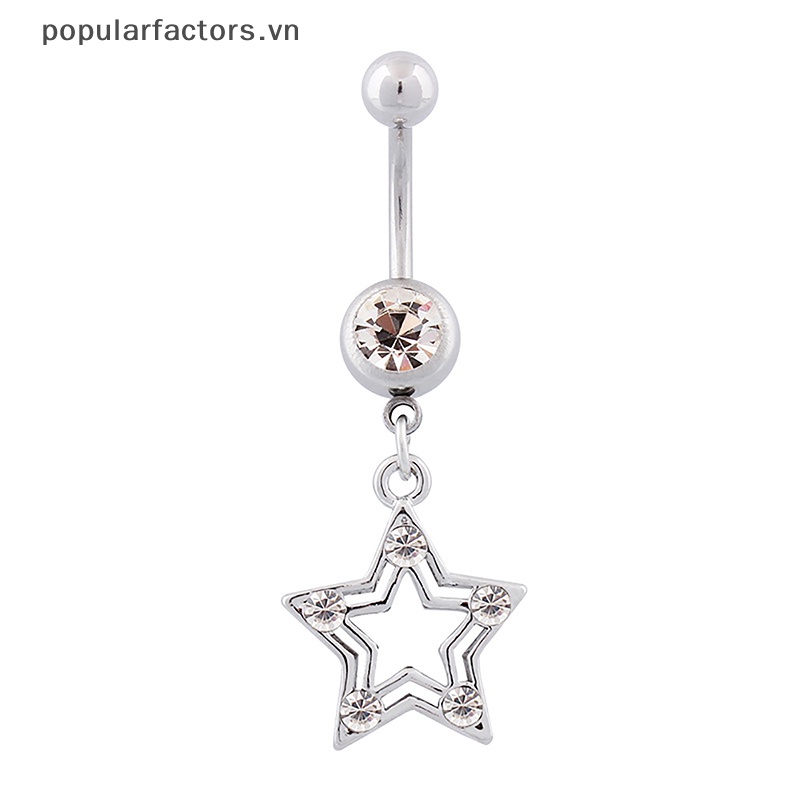 Khuyên Rốn Bằng Thép Không Gỉ Đính Đá Hình Ngôi Sao Thời Trang Cho Nữ