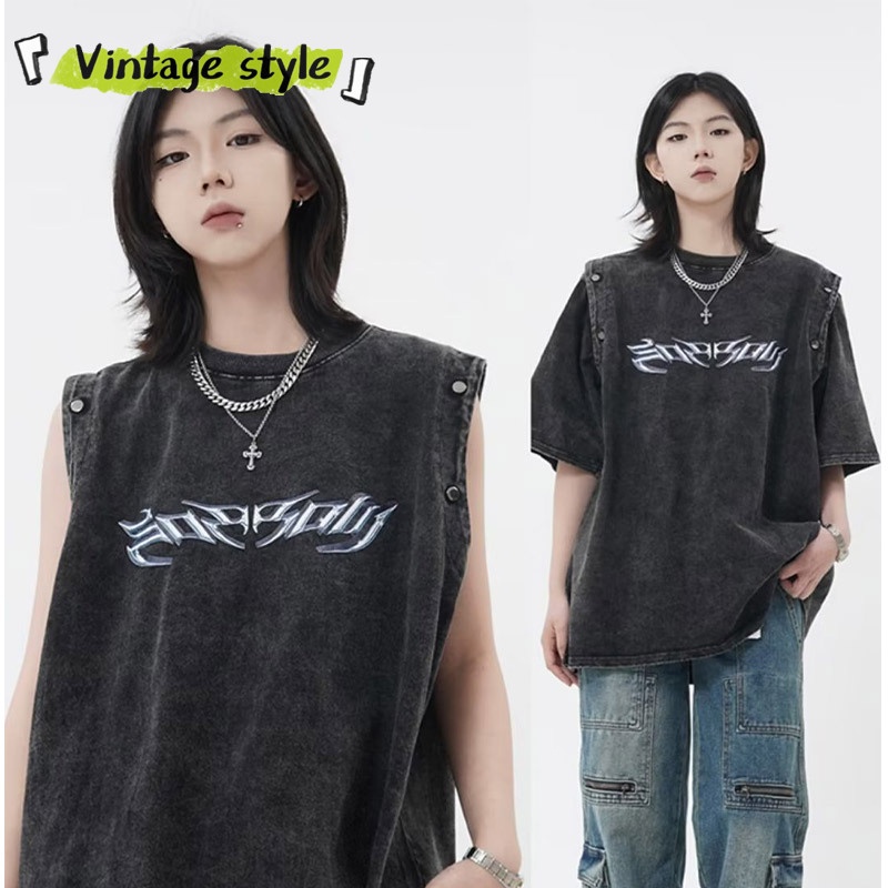 Vòng Đeo Tay Kiểu Cổ Điển Thời Trang Sành Điệu|Áo Thun Sát Nách Dáng Rộng Có Thể Tháo Rời Phong Cách Mỹ Chất Lượng Cao Cho Nam