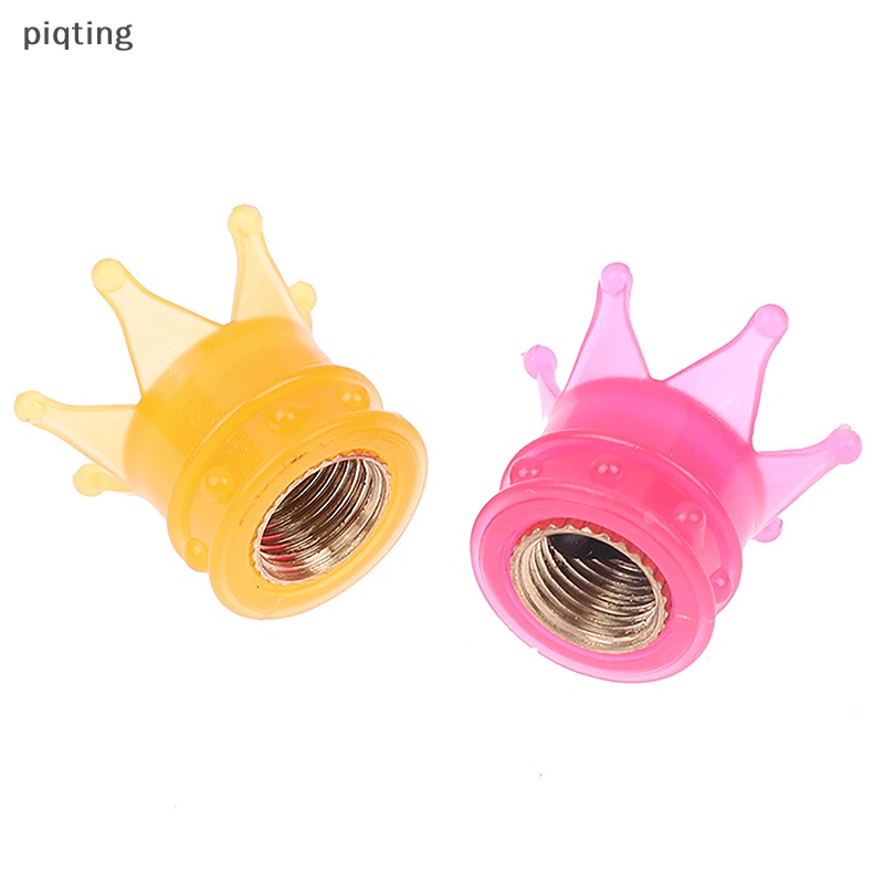 Piqt set 4 Nắp Van Bánh Xe Hơi / Xe Tải / Xe Máy Hình Vương Miện Dạ Quang Thông Dụng